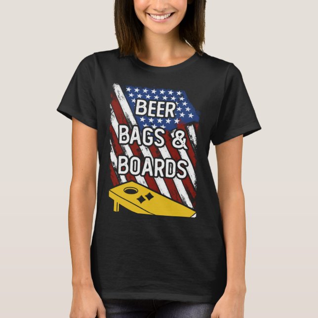 Camiseta Beer Bags And Boards American Cornhole Player USA  (Frente)