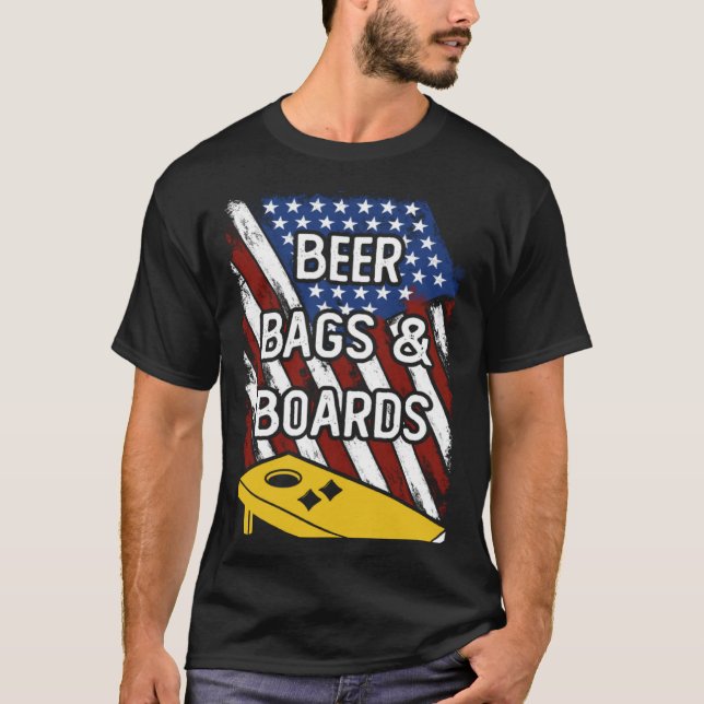 Camiseta Beer Bags And Boards American Cornhole Player USA  (Frente)
