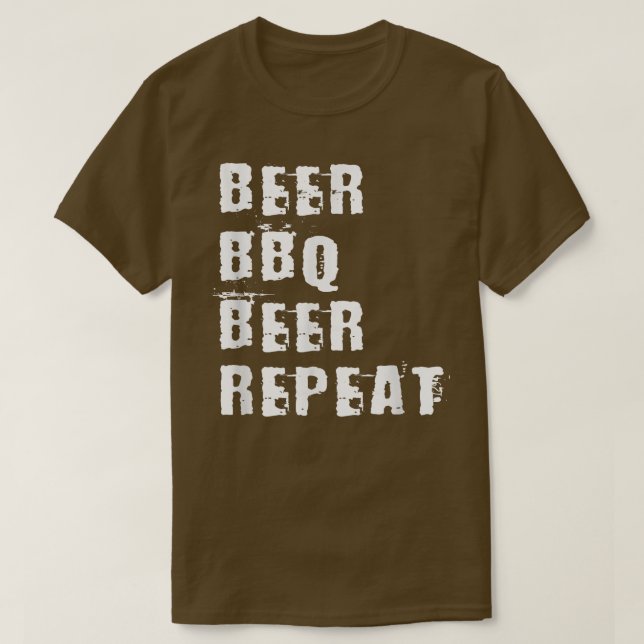 Camiseta Beer BBQ Beer Repeat Grillmaster Grilling Meat  (Frente do Design)