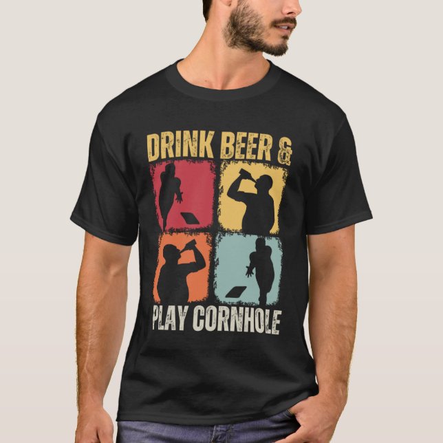 Camiseta Beer Beer E Jogar Cornhole (Frente)