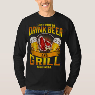 Camiseta Beer Beer Grill Meat Griling Barbecue Drinki
