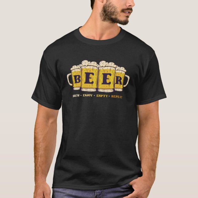 Camiseta Beer Brew Enjoy Empty Repeat Personality Beer (Frente)