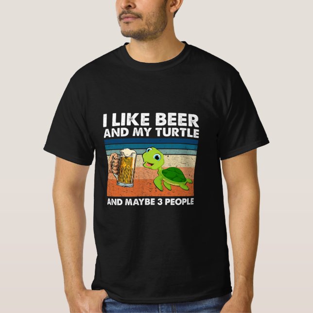 Camiseta Beer Drinker I Like Beer And My Turtle Birthday (Frente)
