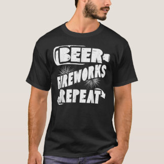 Camiseta Beer Fireworks Repete 4 De Julho De Bebendo