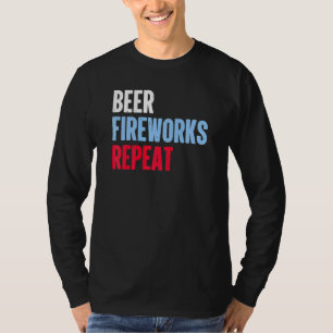 Camiseta Beer Fireworks Repete Star 4 de julho Fireworks