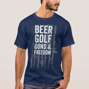 Camiseta Beer Golf Guns & Freedom USA Jogador de Golfe Pro 