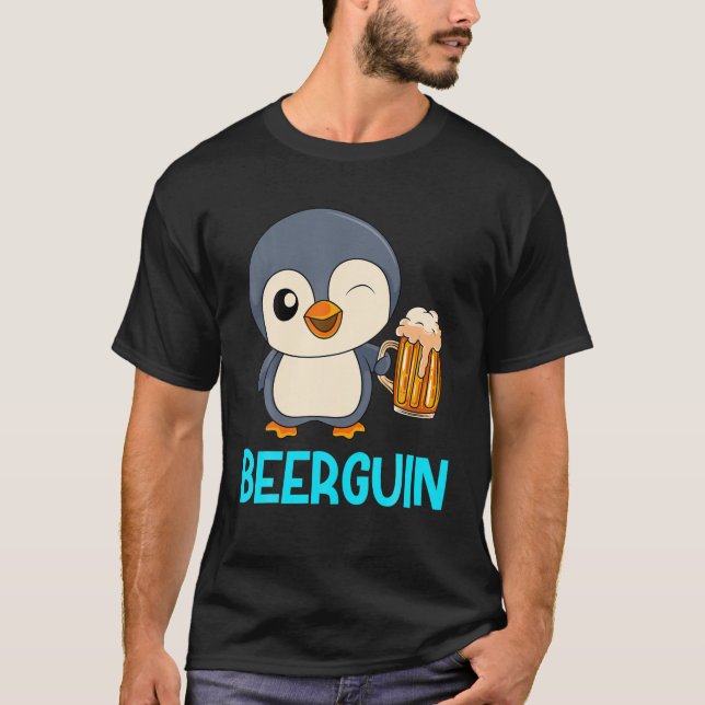 Camiseta Beer Guin Beer Penguin Men Beer Dia de os pais Par (Frente)