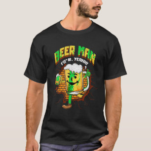 Camiseta Beer Man Engraçado com Bebendo de Álcool Beer Glas