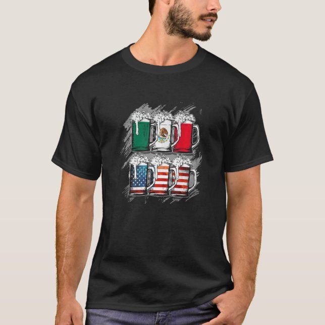 Camiseta Beer Mexicano Flag Cinco de Mayo Men Beer (Frente)