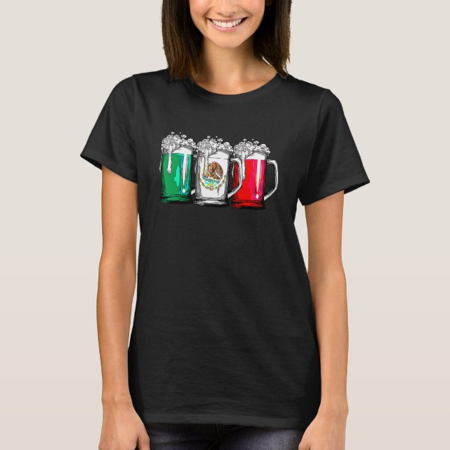 Camiseta Beer Mexicano Flag Cinco De Mayo Women México (Frente)