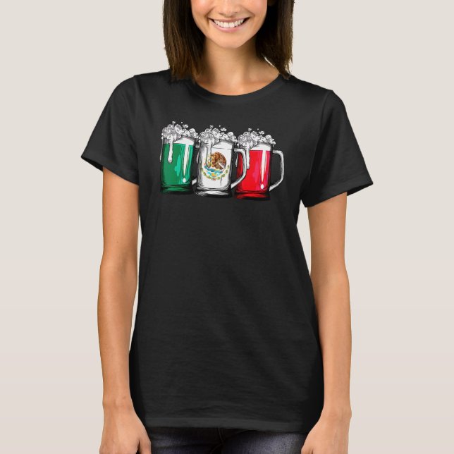Camiseta Beer Mexicano Flag Cinco De Mayo Women México (Frente)