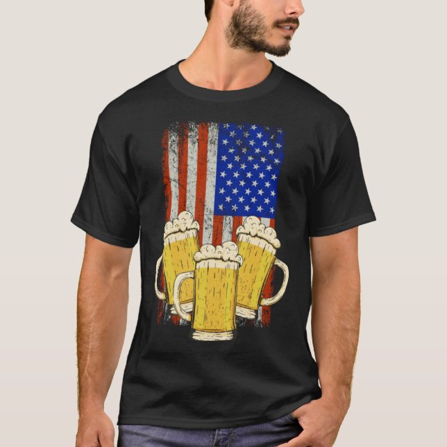 Camiseta Beer Mug American Flag Craft Beer Beer  Brewer (Frente)