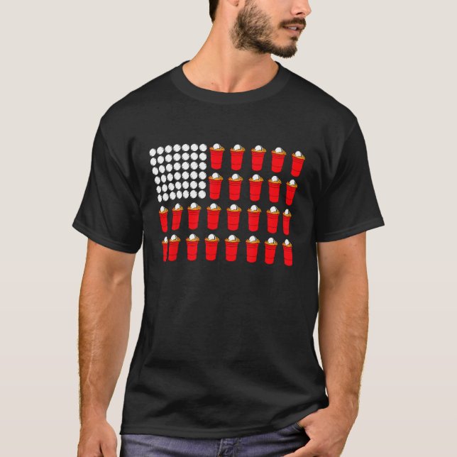 Camiseta Beer Pong American Flag (Frente)