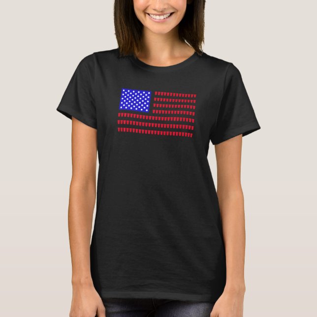 Camiseta Beer Pong American Flag 4 De Julho Quarto Partido (Frente)