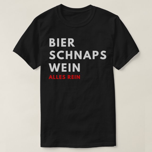 Camiseta Beer Schnapps Wine Tudo é puro (Frente do Design)