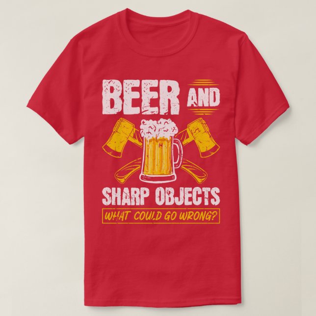 Camiseta Beer Sharp Objeta O Que Pode Dar Errado Ax Throwin (Frente do Design)