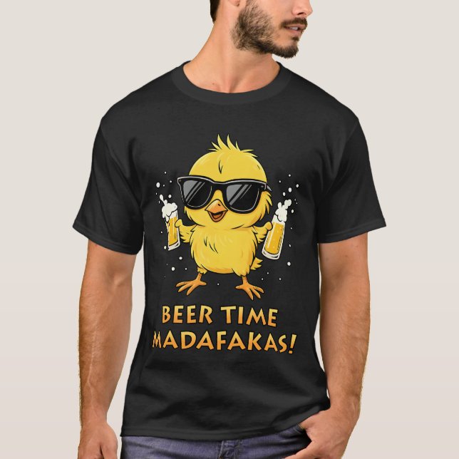 Camiseta Beer Time Madafakas Meme Pato Goose Retro (Frente)