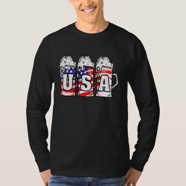Camiseta Beer Usa American Flag Patriótico 4 De Julho Meri (Frente)