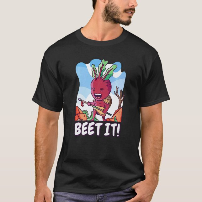 Camiseta Beet It! Guitarrista Rock Beterraba Beterraba Saud (Frente)