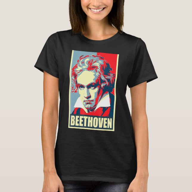 Camiseta Beethoven Propaganda Poster Pop Art (Frente)