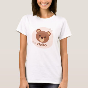 Camiseta Bege e Marrom Ilustrativo Fofo