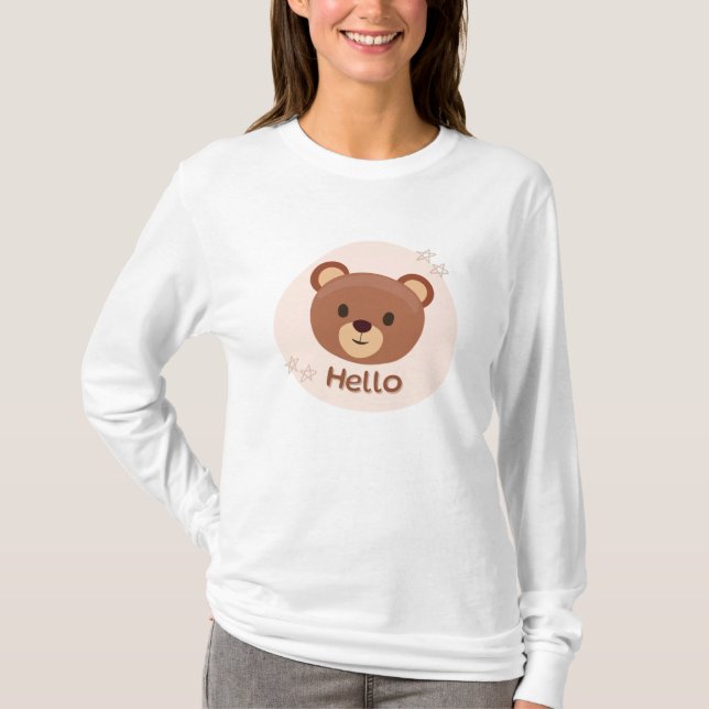 Camiseta Bege e Marrom Ilustrativo Fofo (Frente)