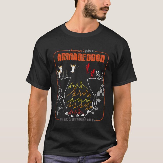 Camiseta Beginner s Guide To Armageddon Bible Sky Hell Batt (Frente)