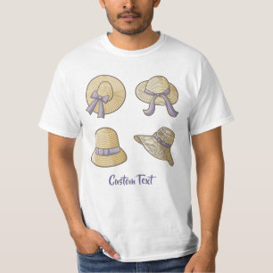Camiseta Beige do Chapéu de Verão feminino