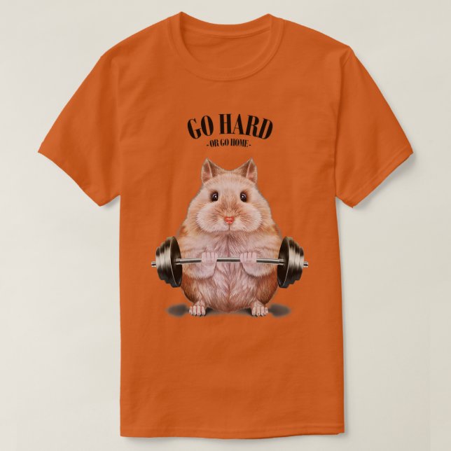 Camiseta Beige Dwarf Hamster Muscle Training Weightlifting  (Frente do Design)