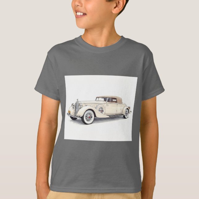 Camiseta Beige Retro Carro, Coleção de Natasha Us (Frente)