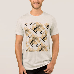 Camiseta Beige Taupe Black Shapes Large Azulejo Art Abstrat