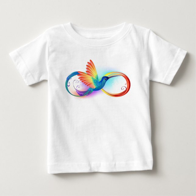 Camiseta Beija-flor Arco-íris com símbolo do Infinito (Frente)