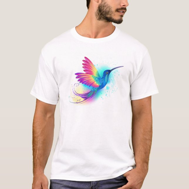 Camiseta Beija-flor Arco-íris Exótico (Frente)