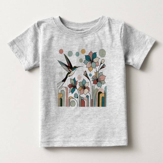 Camiseta Beija-flor com flores (Frente)