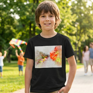 Camiseta Beija-flor em Aquarela se Alimentando de Flor Vibr