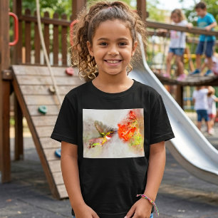 Camiseta Beija-flor em Aquarela se Alimentando de Flor Vibr