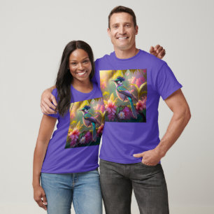 Camiseta Beija-flor Fantasia com Asas de Arco-íris e Crista