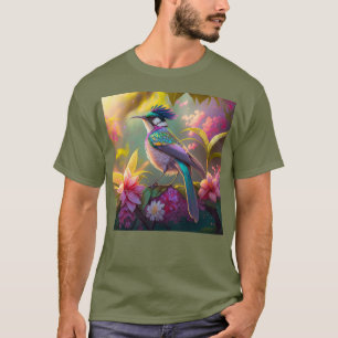 Camiseta Beija-flor Fantasia com Asas de Arco-íris e Crista