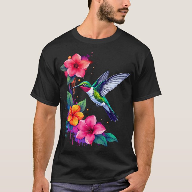 Camiseta Beija-flor Floral Tropical (Frente)