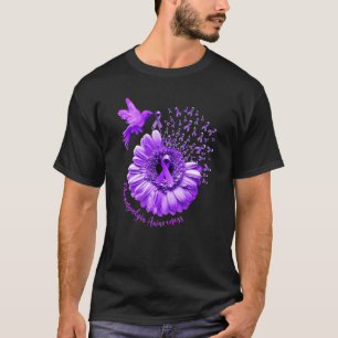 Camiseta Beija-flor Girassol Fibromialgia Roxo Awarenes
