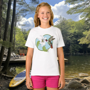 Camiseta Beija-flor Lírio Azul Arte Nova