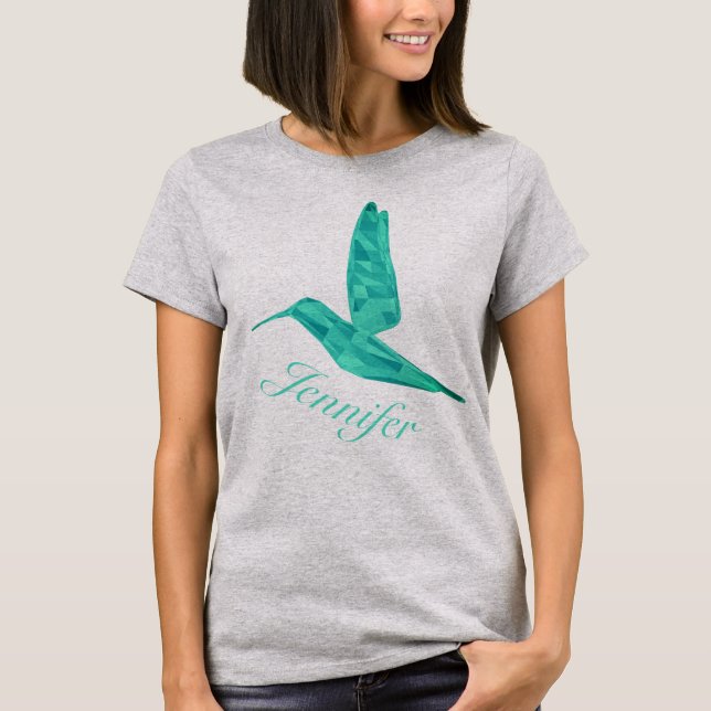Camiseta Beija-flor Low Poly (Frente)