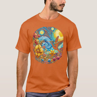 Camiseta beija-flor noite estrelada