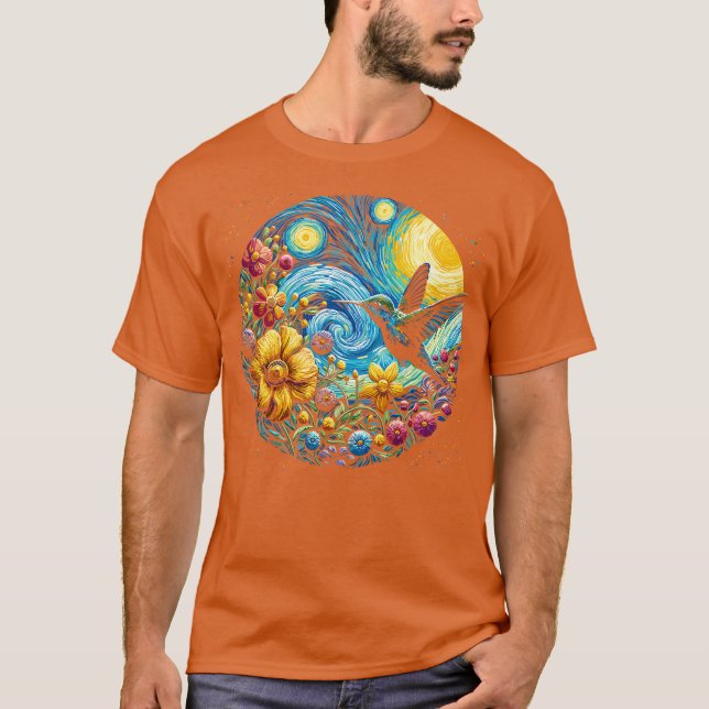 Camiseta beija-flor noite estrelada (Frente)