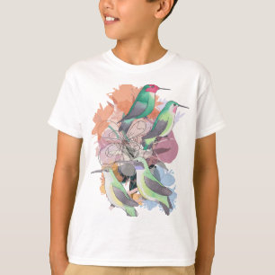 Camiseta Beija-flores Florais com flores