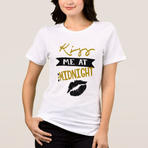 Camiseta Beija-Me À Meia-Noite  Ano Novo