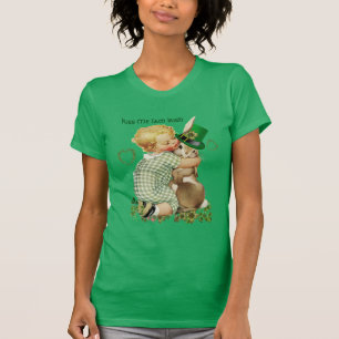 CAMISETA BEIJA-ME EU SOU IRLANDÊS/BEBÊ, COELHO COM O CHAPÉU