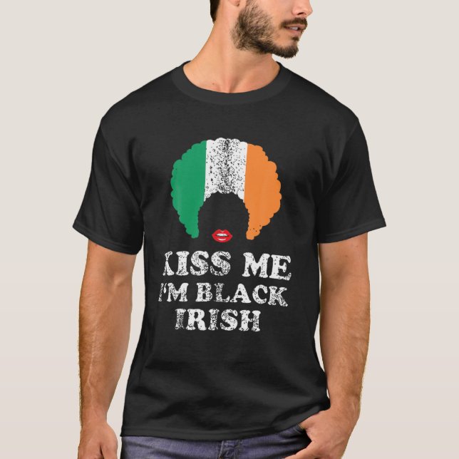 Camiseta Beija-me sou Blck Irish History Engraçado St Patri (Frente)