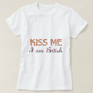Camiseta Beija-me, sou britânico Funny Typografia Country
