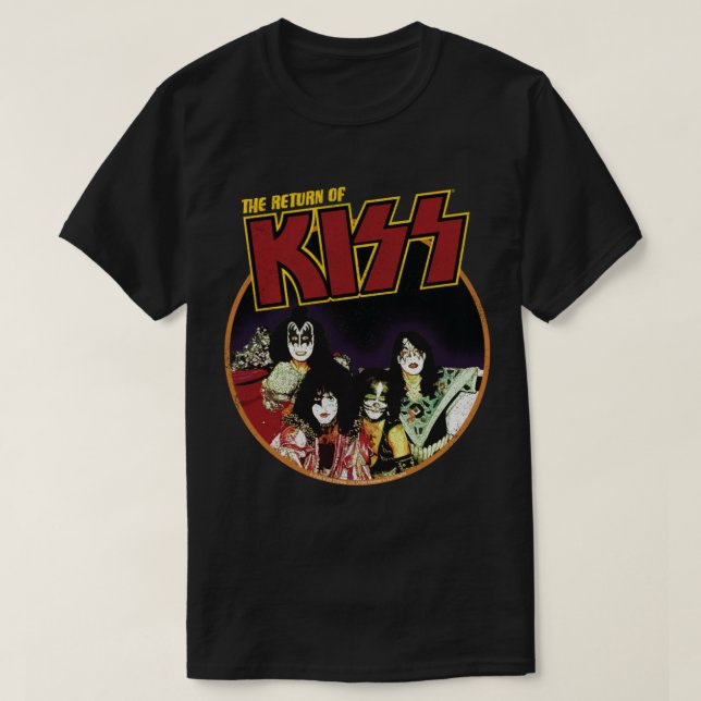 Camiseta BEIJA O retorno do KISS 1979 Iron On Look Classic (Frente do Design)